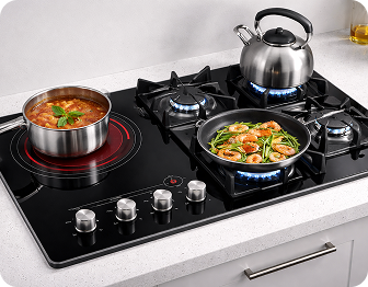 Hobs with hybrid gas-electric features